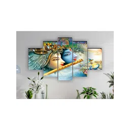 SAF Set Of 5 Blue & Green Radha Krishna Painted Wall Decor-picture-27