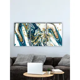 SAF White & Blue 3 Pieces Abstract Wall Arts-picture-38