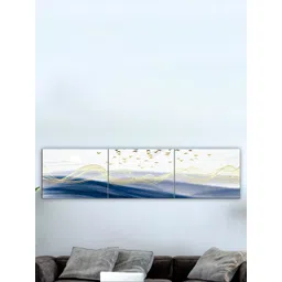 SAF White & Blue 3 Pieces Modern Art Printed UV Coating Wall Art-picture-25