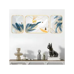 SAF White & Blue 3 Pieces Wooden Floral & Botanical Wall Art-picture-22