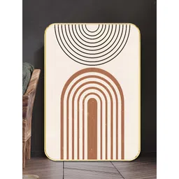 SAF White & Brown Geometric Arch Abstract Wooden Wall Art-picture-32