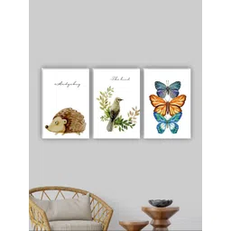 SAF White & Green 3 Pieces Butterfly Painting Wall Arts-picture-24