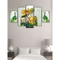 SAF White & Green 5 Pieces Radha Krishna Religious Wall Arts-picture-16