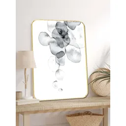 SAF White & Grey Minimalist Ink Blot Wooden Wall Art-picture-19