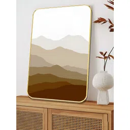 SAF White & Grey Minimalist Mountain Landscape Sparkle Wooden Wall Art-picture-17