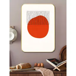 SAF White & Orange Abstract Circle & Line Design Wall Art-picture-19