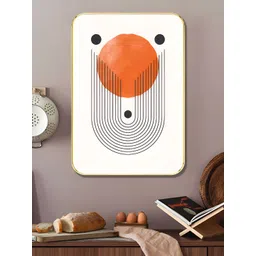 SAF White & Orange Abstract Printed MDF Wooden Wall Art-picture-14