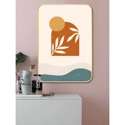 SAF White & Orange Abstract Sunset Botanical Printed MDF Wooden Wall Art-picture-16