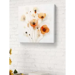 SAF White & Orange Colored Floral Printed Canvas Wall Art-picture-24