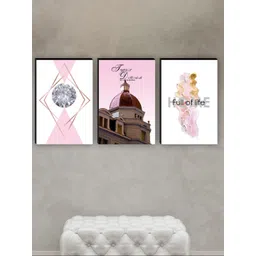 SAF White & Pink 3 Pieces Painting Wall Art-picture-23