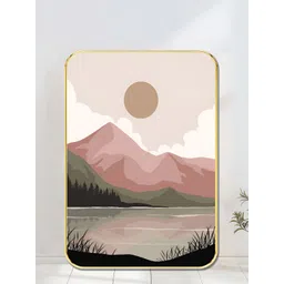 SAF White & Purple Mountain Lake Printed Wall Art-picture-35