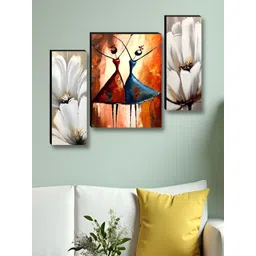 SAF White & Red 3 Piece Wood Abstract Wall Paintings-picture-40