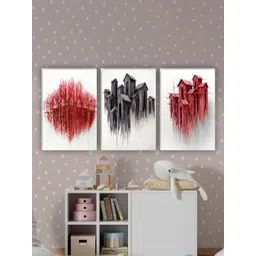 SAF White & Red 3 Pieces Abstract Painting Wall Arts-picture-19