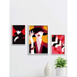 SAF White & Red 3 Pieces Framed Modern Wall Art-picture-24
