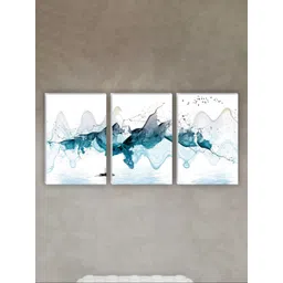 SAF White & Sea Green 3 Pieces Abstract Painting Wall Art-picture-14
