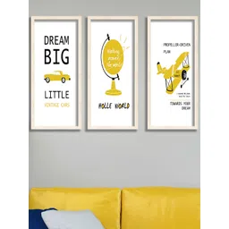 SAF White & Yellow 3 Pieces Framed Painting Wall Art-picture-39