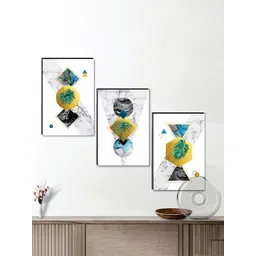 SAF White & Yellow 3 Pieces Modern Art Wall Painting-picture-28