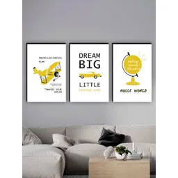 SAF White & Yellow 3 Pieces Painting Waterproof Wall Arts-picture-34