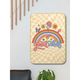 SAF Yellow & Blue Graphic Wooden Painting Wall Art-picture-27