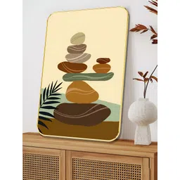 SAF Yellow & Brown Zen Rock Balance Printed Wall Art-picture-18
