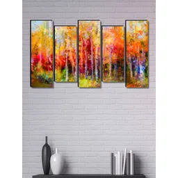 SAF Yellow & Orange 5 Pieces Abstract Wooden Wall Art-picture-22