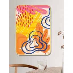 SAF Yellow & Orange Abstract Printed Wooden Wall Art-picture-27