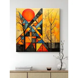 SAF Yellow & Orange Geometric Abstract Canvas Painting Wall Art-picture-33