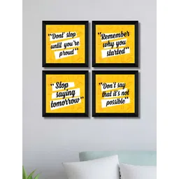 SAF Yellow & White 4 Pieces Motivational Quotes Wooden Wall Arts-picture-36