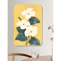 SAF Yellow & White Floral Printed Wooden Wall Art-picture-15