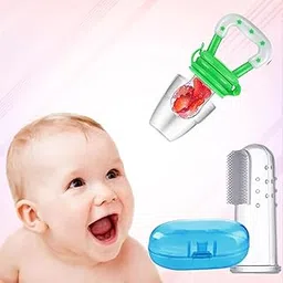 Safe-O-Kid Baby Fruit Nibbler & Finger Brush/Baby Tongue Cleaner – 100% Pure Silicone, BPA-Free, Odor-Free, Safe Teether & Feeder – Durable, Easy Self-Feeding Tool for Infants & Toddlers (Assorted)-image-8