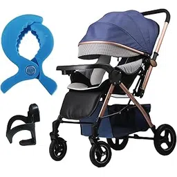 Safe-O-Kid Breez Baby Rubber Wheel Stroller/Pram with 1 Year Warranty (Latest Model - 2023) for New Born/Toddler/Kid for 0 to 3 Years Travel Friendly, 5 Point Safety Harness - Blue-picture-37