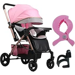 Safe-O-Kid Breez Baby Rubber Wheel Stroller/Pram with 1 Year Warranty (Latest Model - 2023) for New Born/Toddler/Kid for 0 to 3 Years Travel Friendly, 5 Point Safety Harness - Pink-picture-36