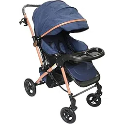Safe-O-Kid Breez Baby Rubber Wheel Stroller/Pram with 1 Year Warranty (Latest Model - 2024) for New Born/Toddler/Kid for 0 to 3 Years Travel Friendly, 5 Point Safety Harness - Blue-picture-38