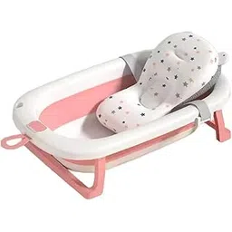 Safe-O-Kid Foldable Baby Bath Tub with Cushion for 0 to 5 Years – Portable, Space-Saving Bathtub for Newborns & Toddlers | BPA-Free, Non-Slip, with Drain Plug- Pink-picture-34