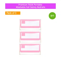 Safe-O-Kid 6 Feet Plain Washable Bed Rail Guard Pack of 3 - Pink-picture-14