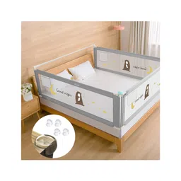 Safe-O-Kid Baby Bed Rail Guard for Toddler Safety, Portable, Adjustable Height, Three Bed Side Rail - Grey-picture-39