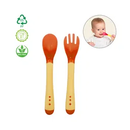 Safe-O-Kid BPA-Free Heat Sensitive Spoon and Fork SetNon-Toxic, Safe, Soft Silicone Tips for Easy Baby Feeding, Changes Color to Indicate Food Temperature-picture-27