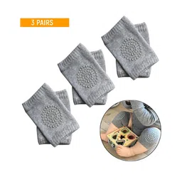 Safe-O-Kid Kids' Protective Gear Set Soft, Cushioned Knee & Elbow Pads for Baby (Grey, Pack of 3)-image-6