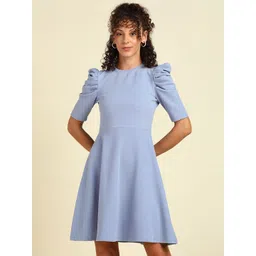 SAFFE Puff Sleeve Fit & Flare Dress-picture-10