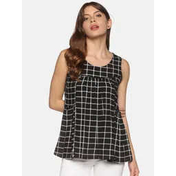 Saffron Threads Checked Empire Top-picture-37