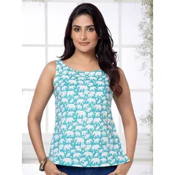 Saffron Threads Ethnic Motifs Printed Pure Cotton Kurti-picture-33