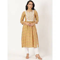 Saffron Threads Women Geometric Printed Mirror Work Floral Anarkali Kurta-image-21