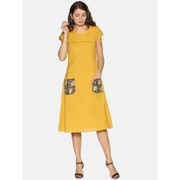 Saffron Threads Women Mustard Yellow A-Line Dress-picture-31