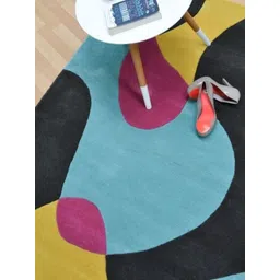 Safiya Carpet Beige & Blue Abstract Woollen Carpet-picture-39