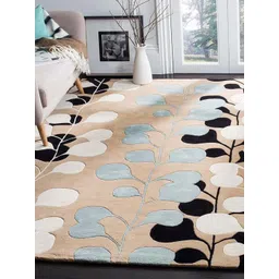 Safiya Carpet Beige & Blue Floral Woollen Carpet-picture-15