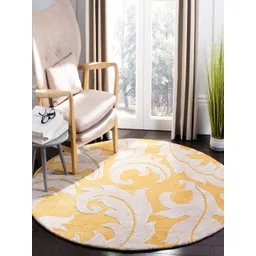 Safiya Carpet Beige & Yellow Ethnic Motifs Hand-Tufted Woollen Traditional Carpet-picture-27