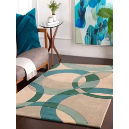 Safiya Carpet Beige Geometric Hand-Tufted Woollen Carpets-picture-12