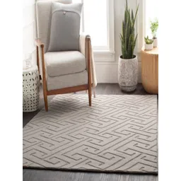 Safiya Carpet Beige Geometric Hand-Tufted Woollen Carpets-picture-35