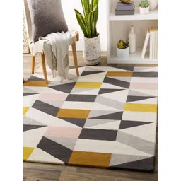 Safiya Carpet Beige Geometric Hand-Tufted Woollen Carpets-picture-30