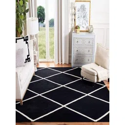 Safiya Carpet Black Geometric Hand-Tufted Woollen Carpets-picture-33